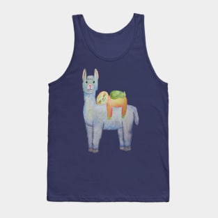 Llama, Sloth and Cat Watercolor Cute Animals Tank Top